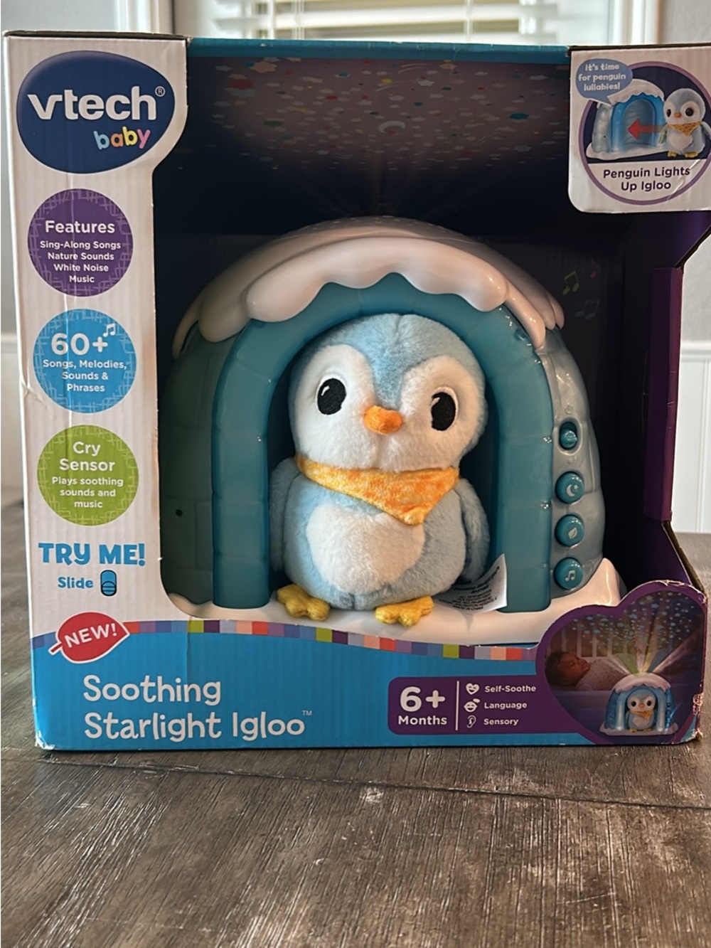 Vtech Baby -Soothing Starlight Igloo Penguin Plush - Blue